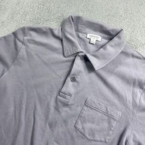 Sunspel England 3-Button Polo Shirt Men's Small Purple Lightweight Casual